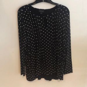 JJill pin tucked pleated top, black floral, SP